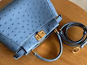 Kitlife Fendi Peekaboo Mini Blue ostrich leather bag - 23x18x12cm - 2
