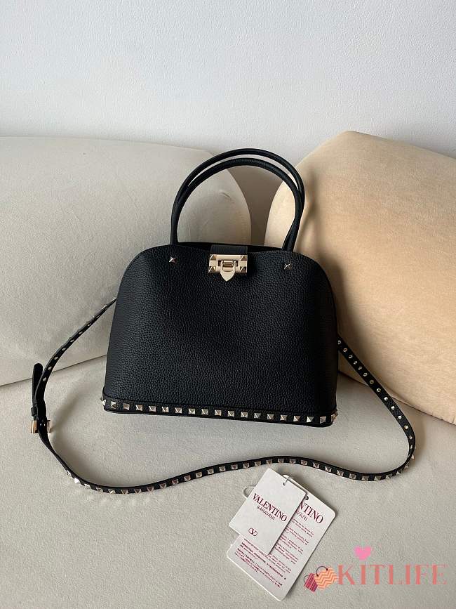 Kitlife Valentino Garavani Rockstud Foldover Top Tote Bag black - 28x 21x14 cm - 1