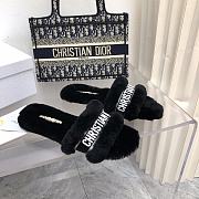 Dior Dway Slide Cotton and Shearling Slipper Black  - 4