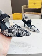 kitlife Fendi Colibrì Black mesh and rhinestone high-heeled slingbacks  85 mm - 3