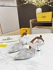 kitlife Fendi Colibrì white mesh and rhinestone high-heeled slingbacks 85 mm - 1