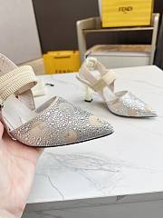 kitlife Fendi Colibrì beige mesh and rhinestone high-heeled slingbacks 85 mm - 2