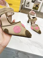 kitlife Fendi Colibrì Beaded green tulle high-heeled slingbacks 85mm - 4