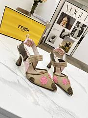 kitlife Fendi Colibrì Beaded green tulle high-heeled slingbacks 85mm - 3