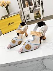 kitlife Fendi Colibrì Beaded Blue tulle high-heeled slingbacks 85mm - 5