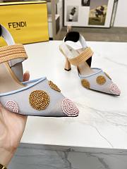 kitlife Fendi Colibrì Beaded Blue tulle high-heeled slingbacks 85mm - 3
