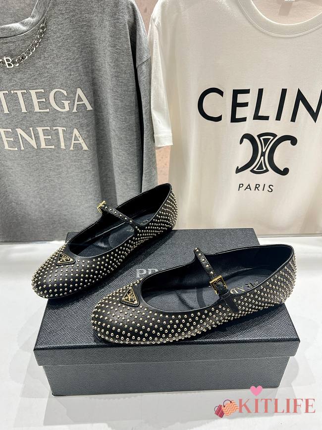 kitlife Prada Nappa leather ballerinas with studs black - 1