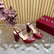 Kitlife Gucci Double G leather platform pumps red -  height 11.5 cm - 6