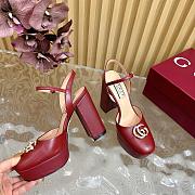 Kitlife Gucci Double G leather platform pumps red -  height 11.5 cm - 5