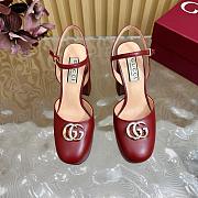 Kitlife Gucci Double G leather platform pumps red -  height 11.5 cm - 4