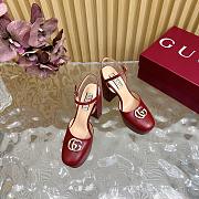 Kitlife Gucci Double G leather platform pumps red -  height 11.5 cm - 2