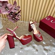 Kitlife Gucci Double G leather platform pumps red -  height 11.5 cm - 3