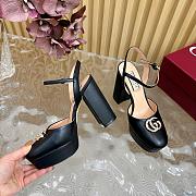 Kitlife Gucci Double G leather platform pumps black - height 11.5 cm - 6