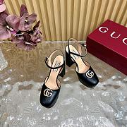 Kitlife Gucci Double G leather platform pumps black - height 11.5 cm - 5
