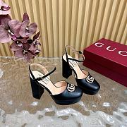 Kitlife Gucci Double G leather platform pumps black - height 11.5 cm - 4