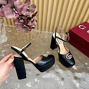 Kitlife Gucci Double G leather platform pumps black - height 11.5 cm - 3