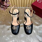 Kitlife Gucci Double G leather platform pumps black - height 11.5 cm - 2