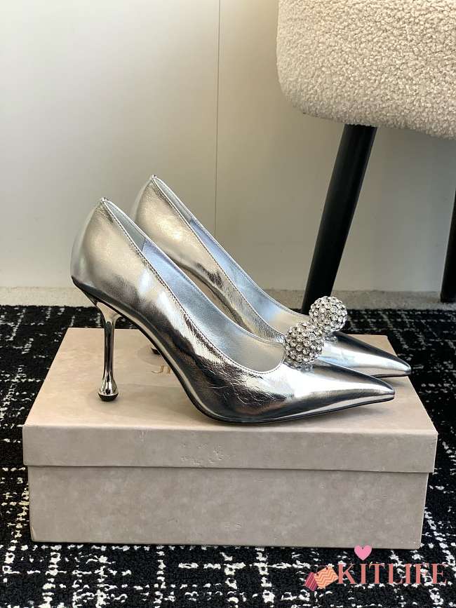 Kitlife jimmychoo Scarlett 50 Silver Vintage Metallic Leather Pumps  95mm - 1