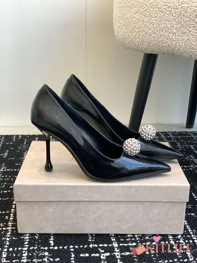 Kitlife jimmychoo Scarlett 50 black Vintage Metallic Leather Pumps 95mm - 1