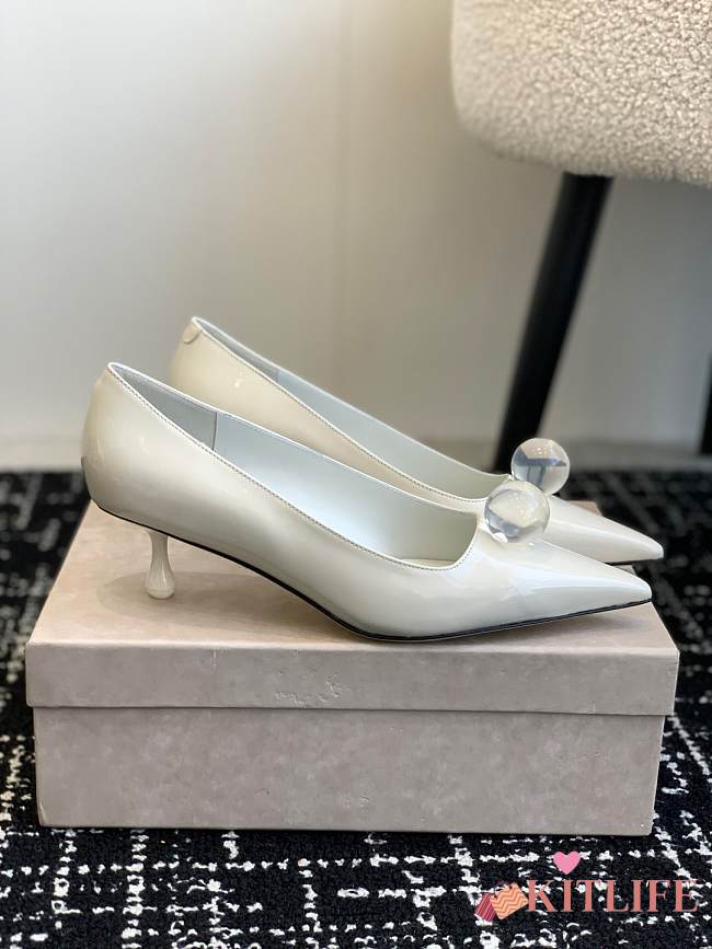 Kitlife jimmychoo Scarlett 50 white Vintage Metallic Leather Pumps 50mm - 1
