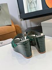 Kitlife Gina Green Croc Embossed Leather Embellished Wedge Platform Sandals - 5