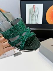 Kitlife Gina Green Croc Embossed Leather Embellished Wedge Platform Sandals - 4