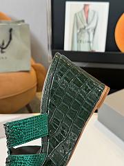 Kitlife Gina Green Croc Embossed Leather Embellished Wedge Platform Sandals - 2