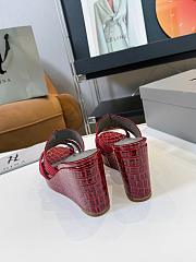 Kitlife Gina red Croc Embossed Leather Embellished Wedge Platform Sandals - 6