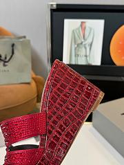 Kitlife Gina red Croc Embossed Leather Embellished Wedge Platform Sandals - 2