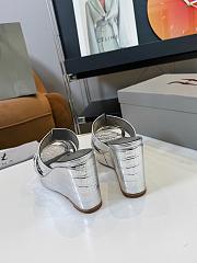 Kitlife Gina Silver Croc Embossed Leather Embellished Wedge Platform Sandals - 3