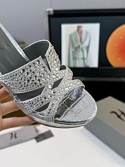 Kitlife Gina Silver Croc Embossed Leather Embellished Wedge Platform Sandals - 5
