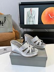 Kitlife Gina Silver Croc Embossed Leather Embellished Wedge Platform Sandals - 6