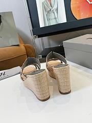 Kitlife Gina Beige Croc Embossed Leather Embellished Wedge Platform Sandals - 6