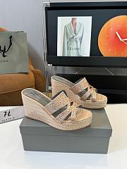 Kitlife Gina Beige Croc Embossed Leather Embellished Wedge Platform Sandals - 3
