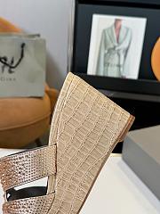 Kitlife Gina Beige Croc Embossed Leather Embellished Wedge Platform Sandals - 2