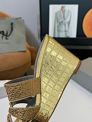Kitlife Gina Gold Croc Embossed Leather Embellished Wedge Platform Sandals - 3