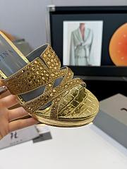 Kitlife Gina Gold Croc Embossed Leather Embellished Wedge Platform Sandals - 4