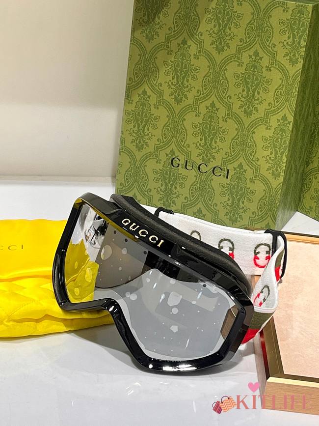 GUCCI GG1210S 002 Goggles Ivory black Frame Lenses 99mm - 1