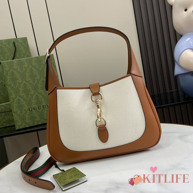 Kitlife Gucci Jackie Shoulder Bag Natural Canvas Brown - 782849 -  27.5x19x4cm - 1