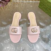 Kitlife Gucci Double G Diamond Buckle Flat Slippers Light Pink Leather - 1