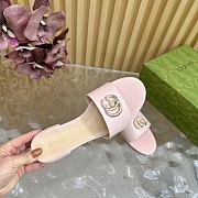 Kitlife Gucci Double G Diamond Buckle Flat Slippers Light Pink Leather - 6