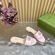 Kitlife Gucci Double G Diamond Buckle Flat Slippers Light Pink Leather - 4