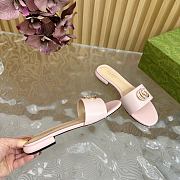 Kitlife Gucci Double G Diamond Buckle Flat Slippers Light Pink Leather - 2