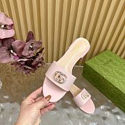 Kitlife Gucci Double G Diamond Buckle Flat Slippers Light Pink Leather - 3