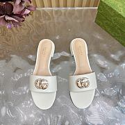Kitlife Gucci Double G Diamond Buckle Flat Slippers White Leather - 1