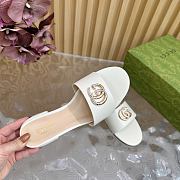 Kitlife Gucci Double G Diamond Buckle Flat Slippers White Leather - 6