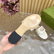 Kitlife Gucci Double G Diamond Buckle Flat Slippers White Leather - 5