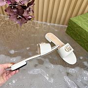 Kitlife Gucci Double G Diamond Buckle Flat Slippers White Leather - 3