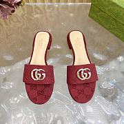 Kitlife Gucci Double G Diamond Buckle Flat Slippers Red - 1