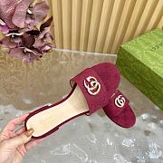 Kitlife Gucci Double G Diamond Buckle Flat Slippers Red - 5